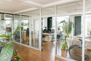 Höhenverstellbare Tische, bequeme Stühle, viele Pflanzen und großzügige Büroräume machen das Arbeiten gleich viel schöner.